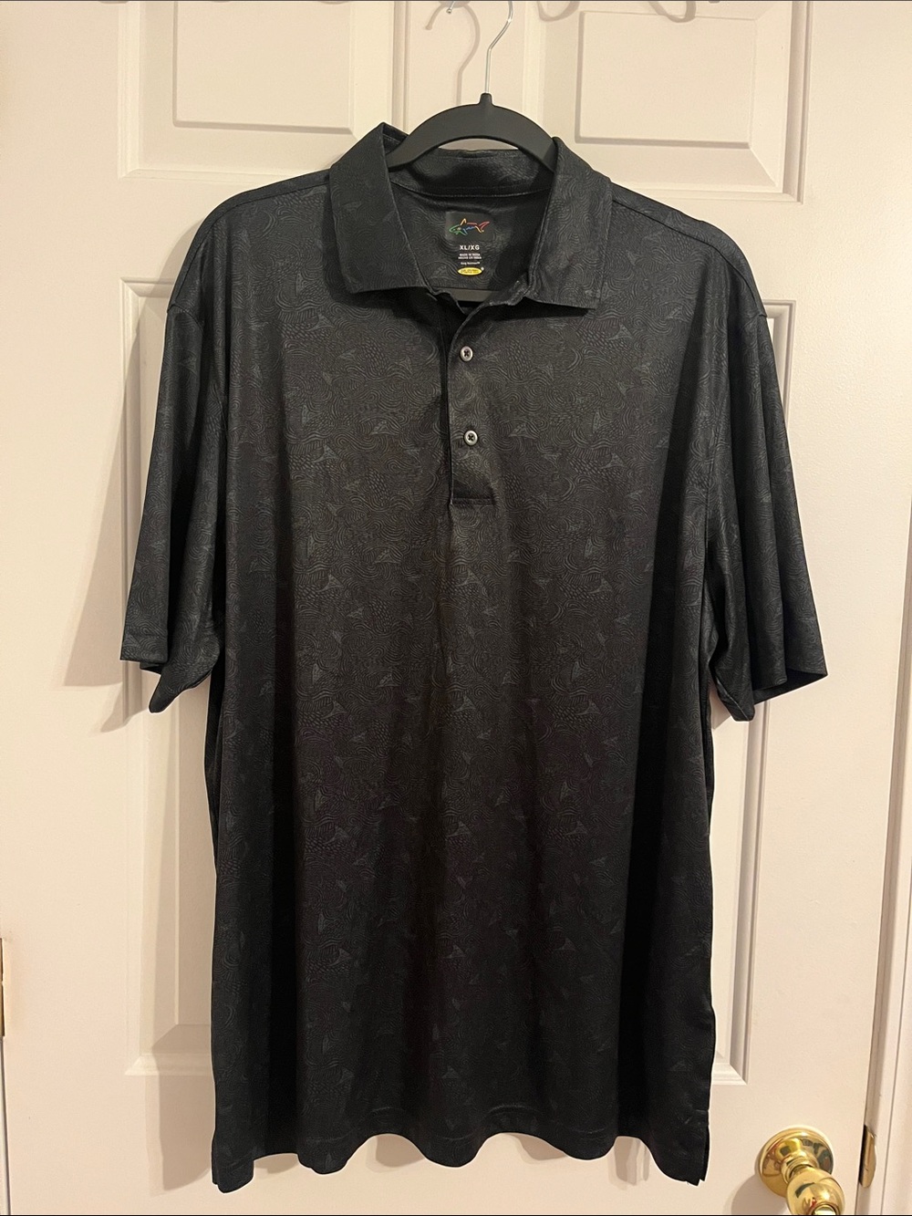 Greg Norman Collection Black Jacquard Polo